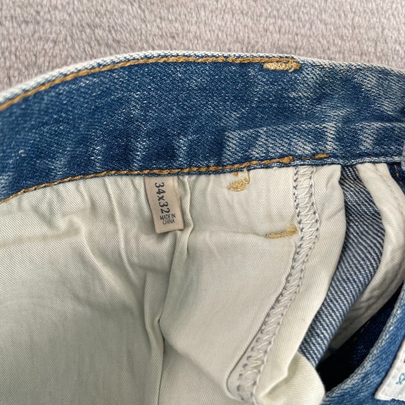 Faherty Blue Slim Straight Jeans Size 34 - would fit 35/36 - Picture 3 of 12